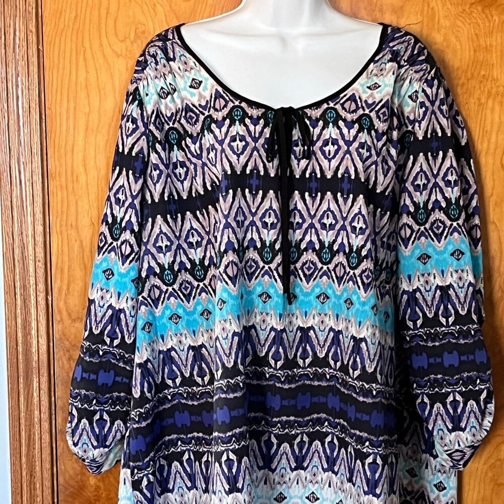 Daniel Rainn teal/black/purple long sleeve shirt/blouse - 2X